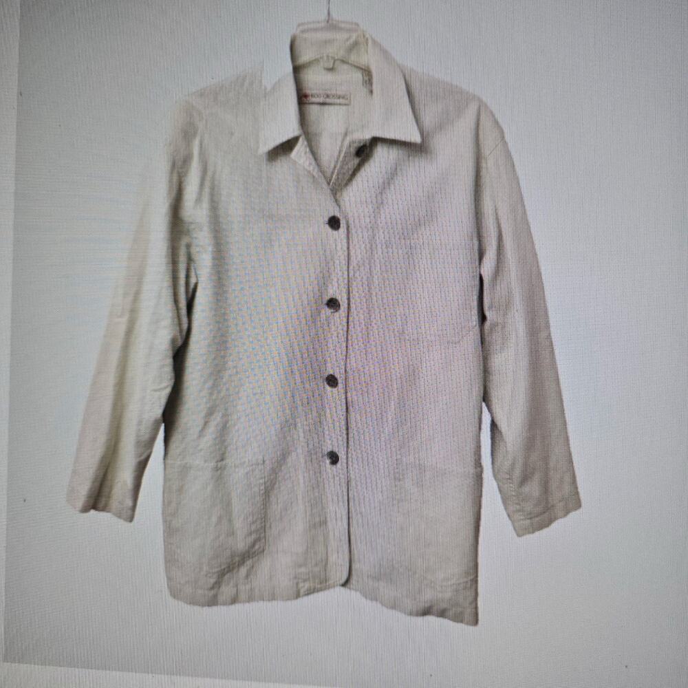 Vintage ROO CROSSING Neutral Linen Blend Pockets Lined Casual Jacket Size Small